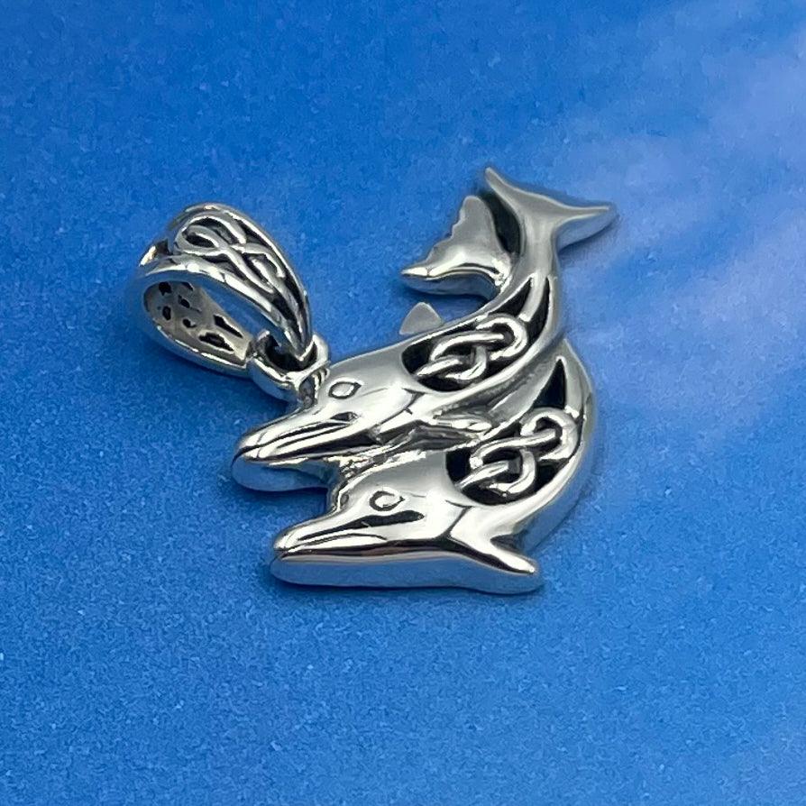 Celtic Joyful Dolphins Silver Pendant TPD5693