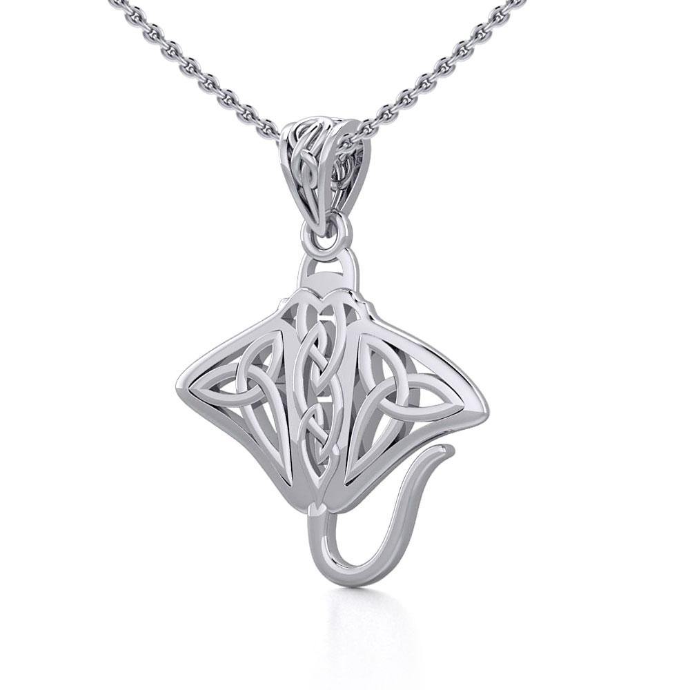 Grant the positive energy Silver Celtic Manta Ray Pendant TPD5703