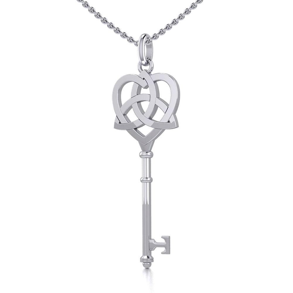 Celtic Heart Spiritual Enchantment Key Silver Pendant TPD5708