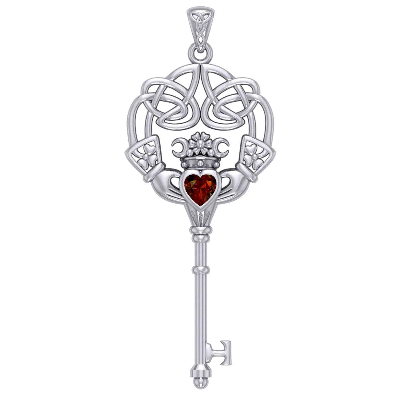 Irish Celtic Claddagh Spiritual Key Silver Pendant TPD5904