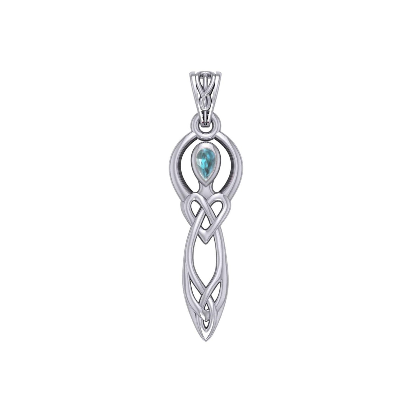 Celtic Knotwork Goddess with Gemstone Silver Pendant TPD5968