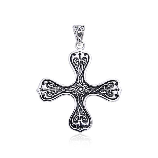 Celtic Knotwork Cross of the Spirit Silver Pendant TPD988