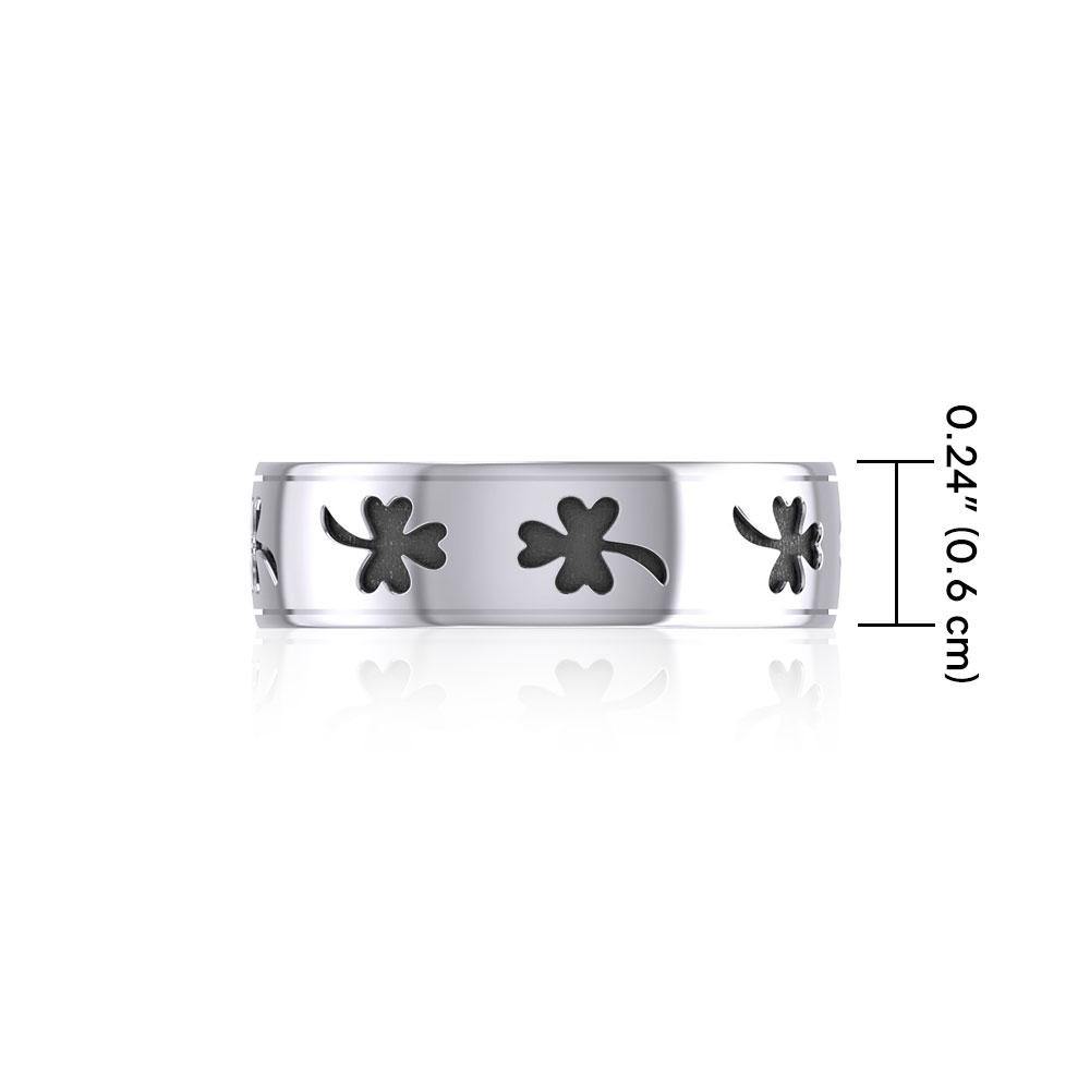 Celtic Shamrock Silver Band Ring TR1442