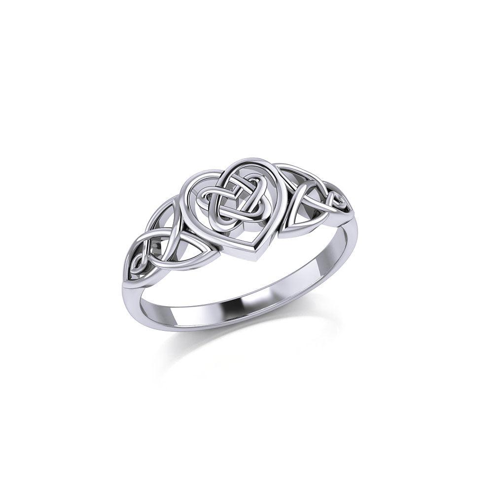 Celtic Knotwork Heart Sterling Silver Ring TR1766