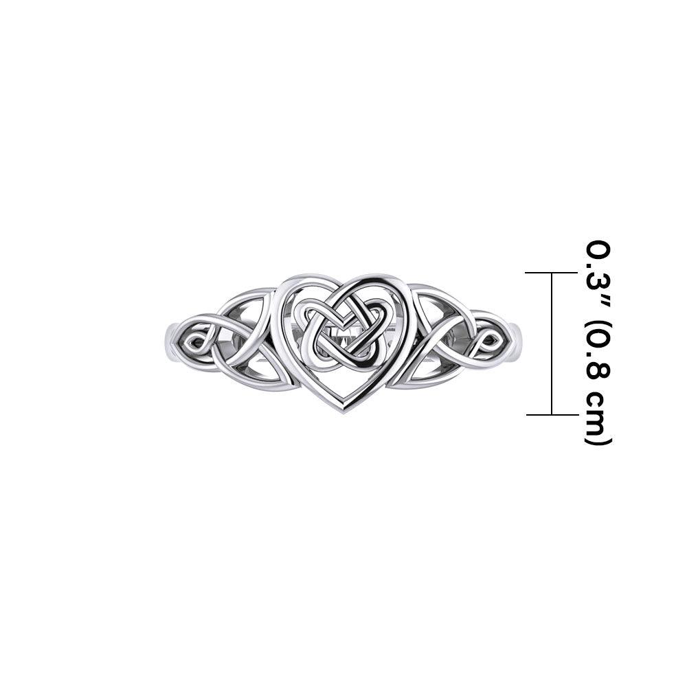 Celtic Knotwork Heart Sterling Silver Ring TR1766
