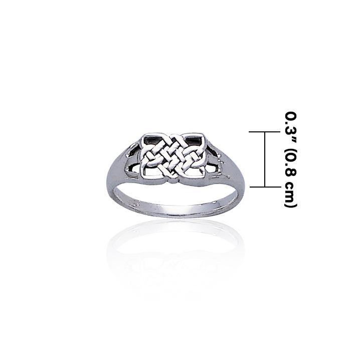 Celtic Knotwork Rectangle Sterling Silver Ring TR3391