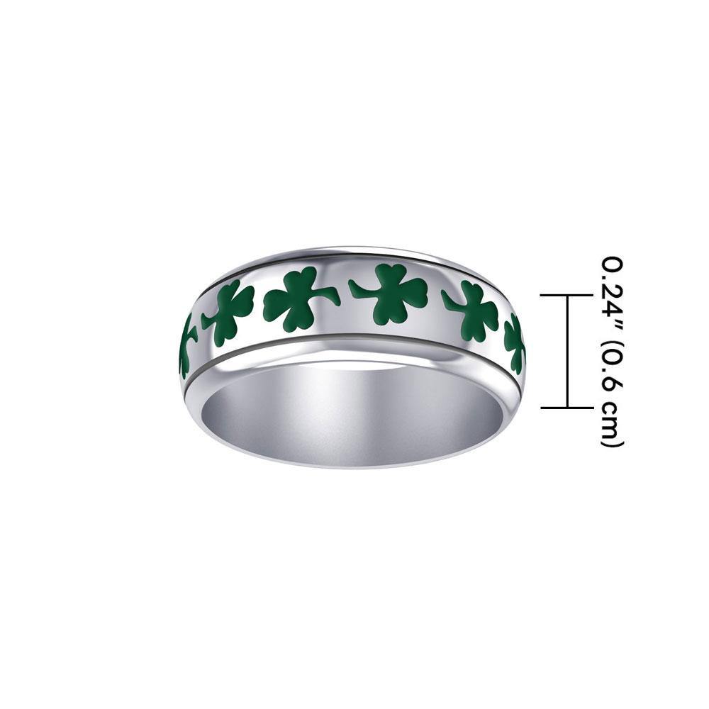 Celtic Shamrock Silver Ring with Enamel TR3710