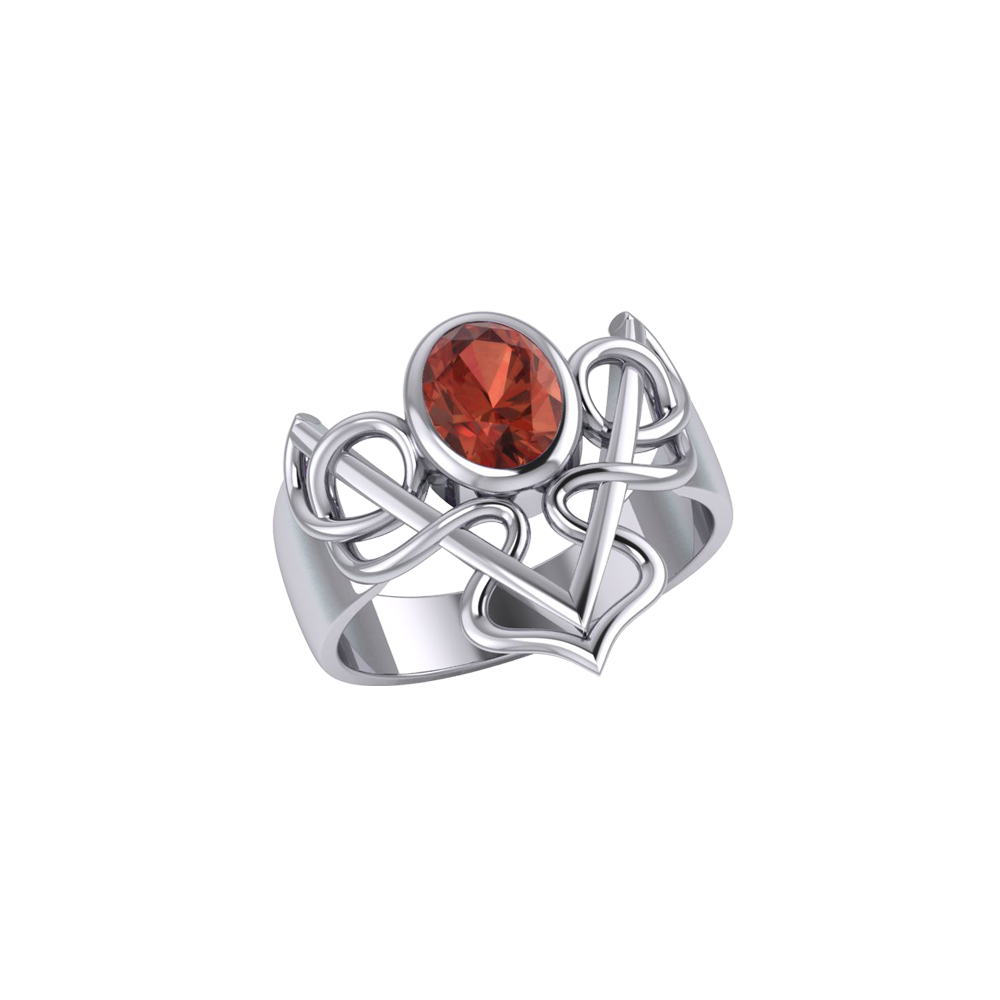 Celtic Filigree Twist Sterling Silver Ring with Gemstone TR773