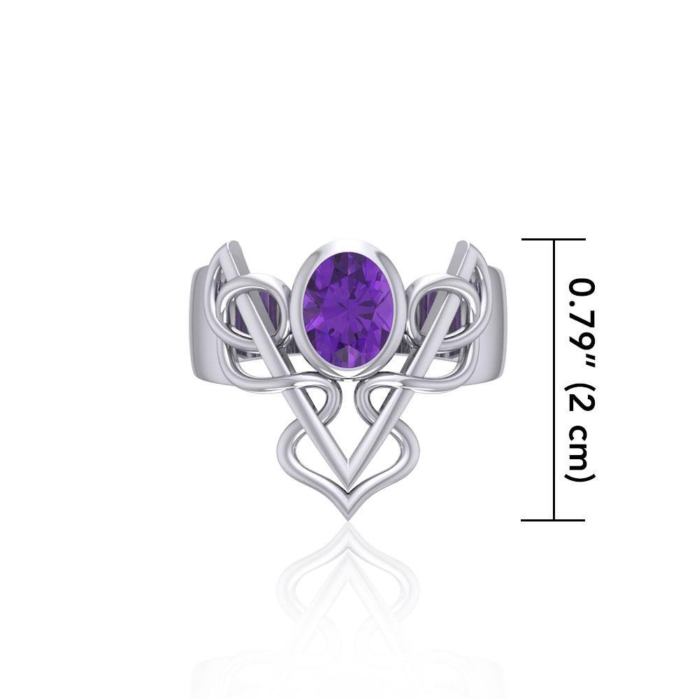 Celtic Filigree Twist Sterling Silver Ring with Gemstone TR773