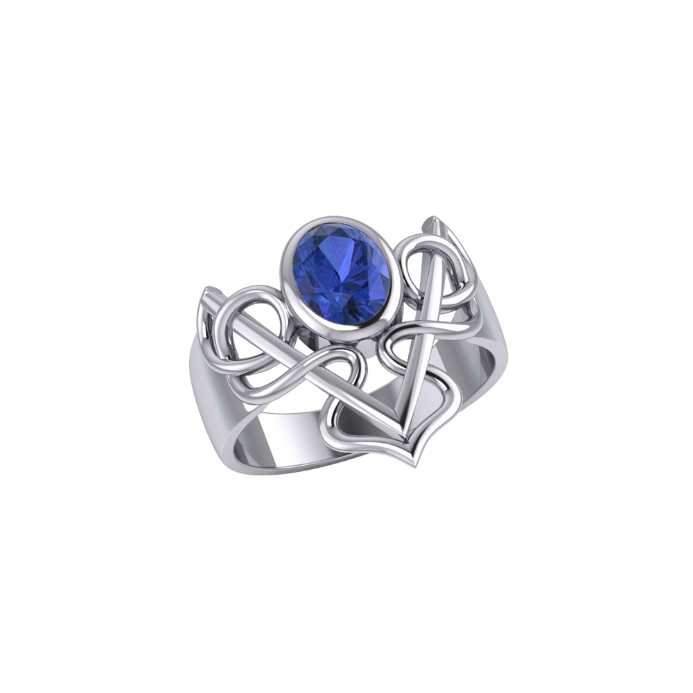 Celtic Filigree Twist Sterling Silver Ring with Gemstone TR773
