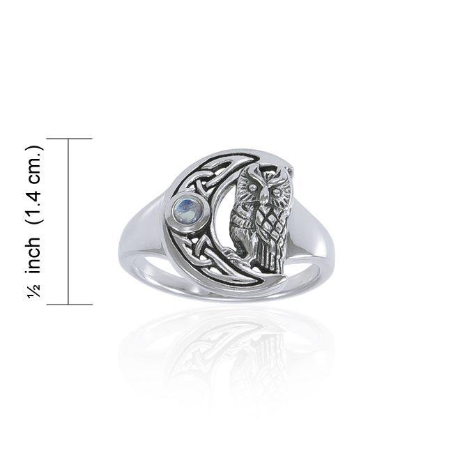 Owl with Celtic Crescent Moon Ring TRI1542