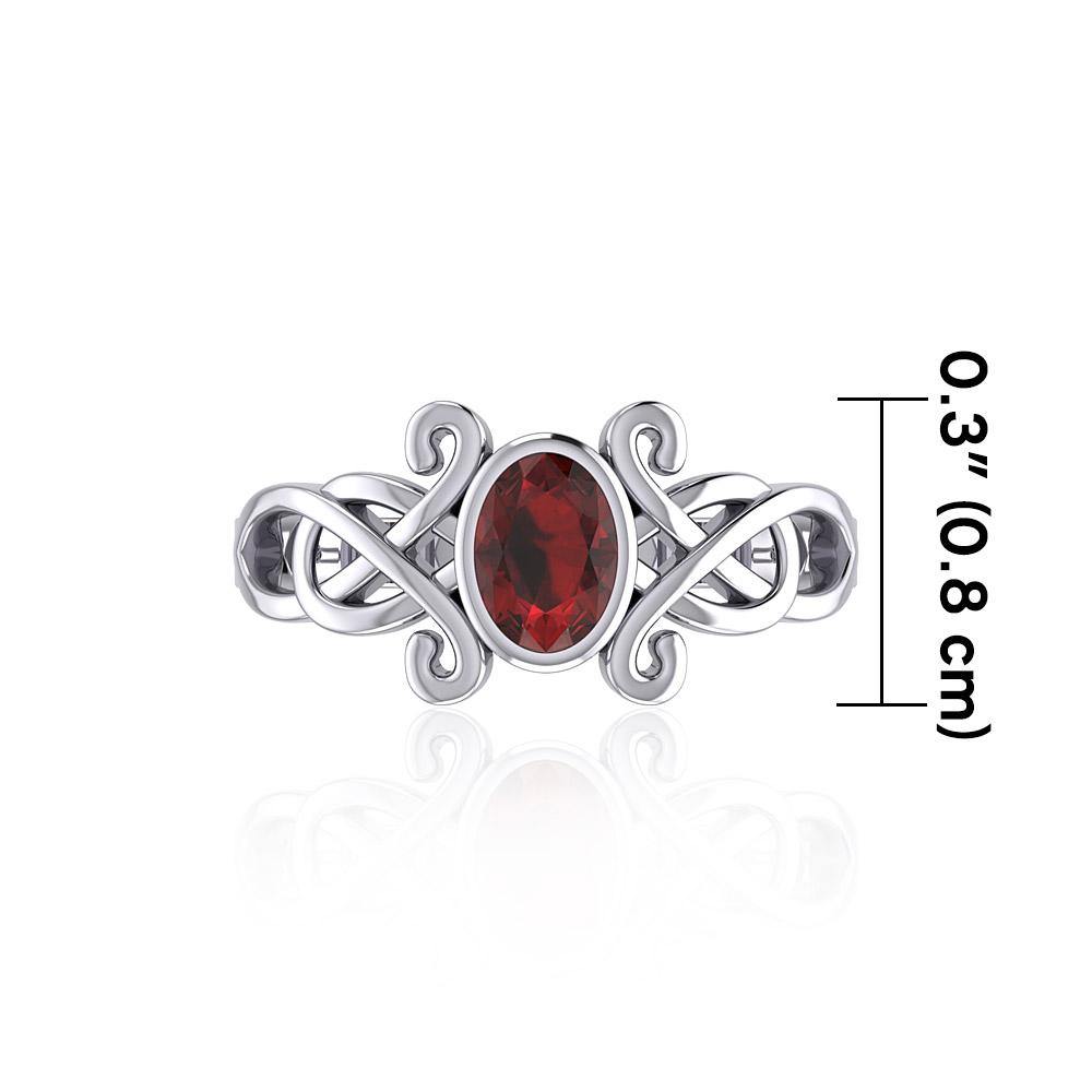 Silver Celtic Ring with Oval Gemstone TRI1908