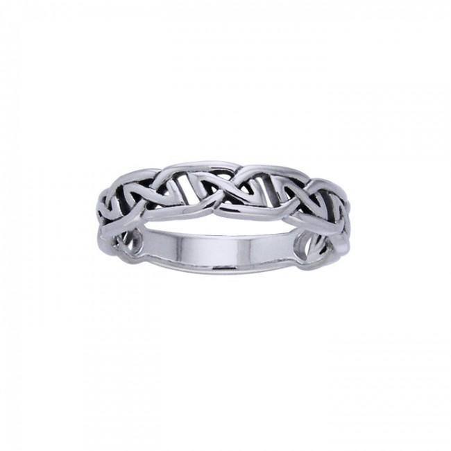 Sterling Silver Celtic Knot Half Hollow Band Ring TRI504
