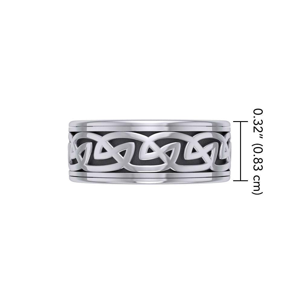 We are connected as one ~ Sterling Silver Celtic Knotwork Spinner Ring TRI767