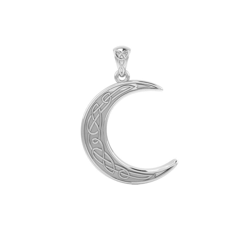 Celtic Crescent Moon 14K White Gold Pendant WPD4201