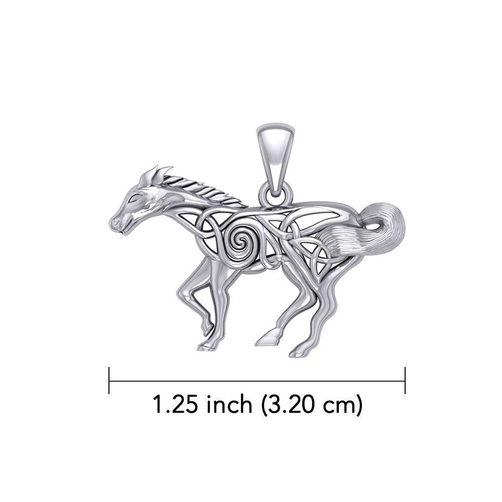 Celtic Running Horse 14K White Gold Pendant WPD5861