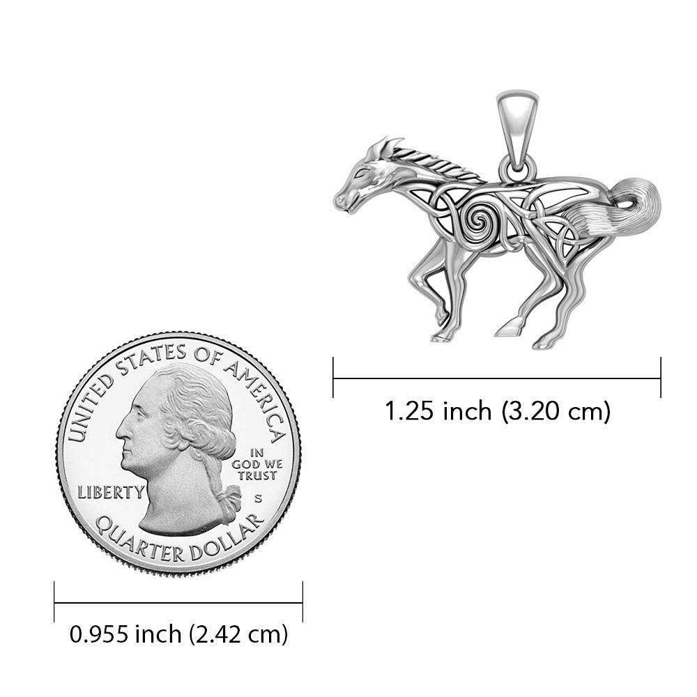 Celtic Running Horse 14K White Gold Pendant WPD5861
