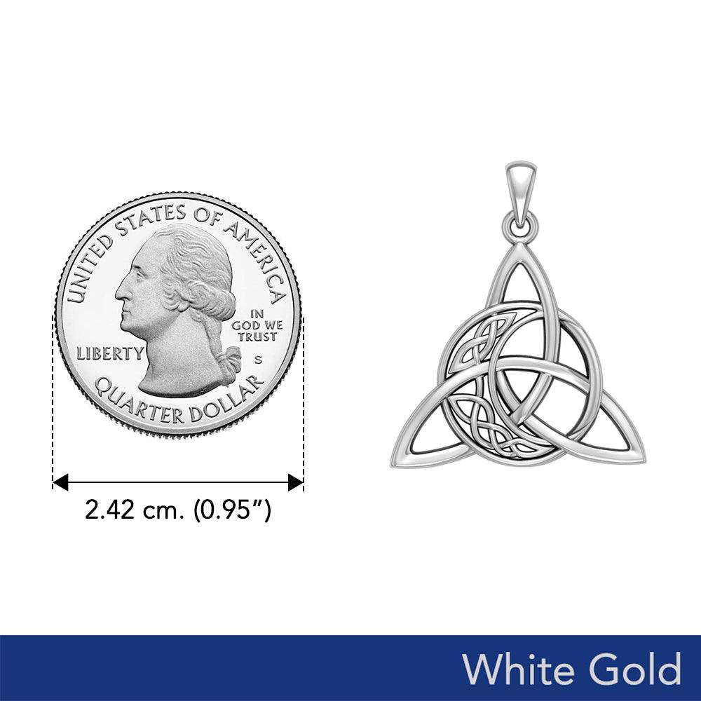 Triquetra and Celtic Crescent Moon Solid White Gold Pendant WPD5887