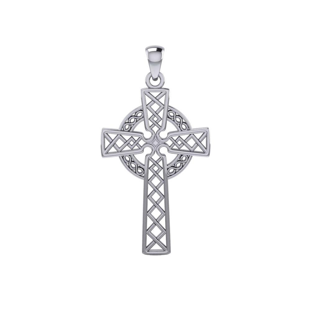 Modern Celtic Cross 14K White Gold Pendant WTP1031