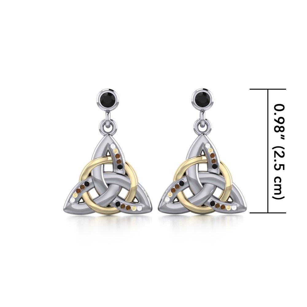 Celtic Trinity Knot Silver and Gold Earrings MER704