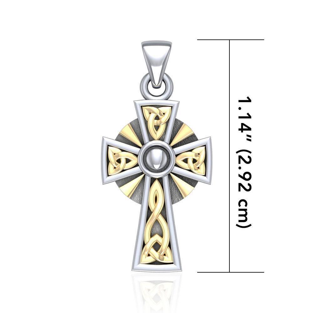 Celtic Cross Silver & 18k gold accents Pendant MPD1806