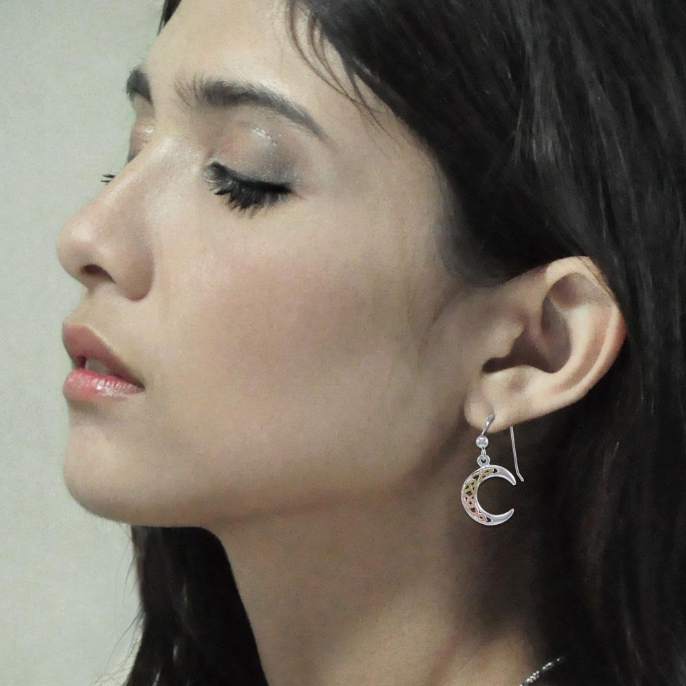 Celtic Crescent Moon Three Tone Earrings OTE2007