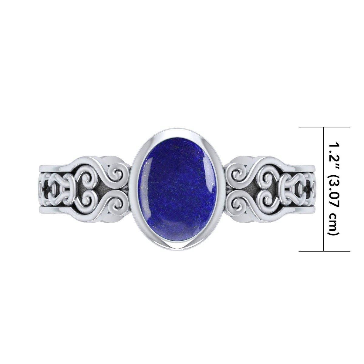 Celtic Knot Spiral Cuff Bracelet with Synthetic Lapis TBA186