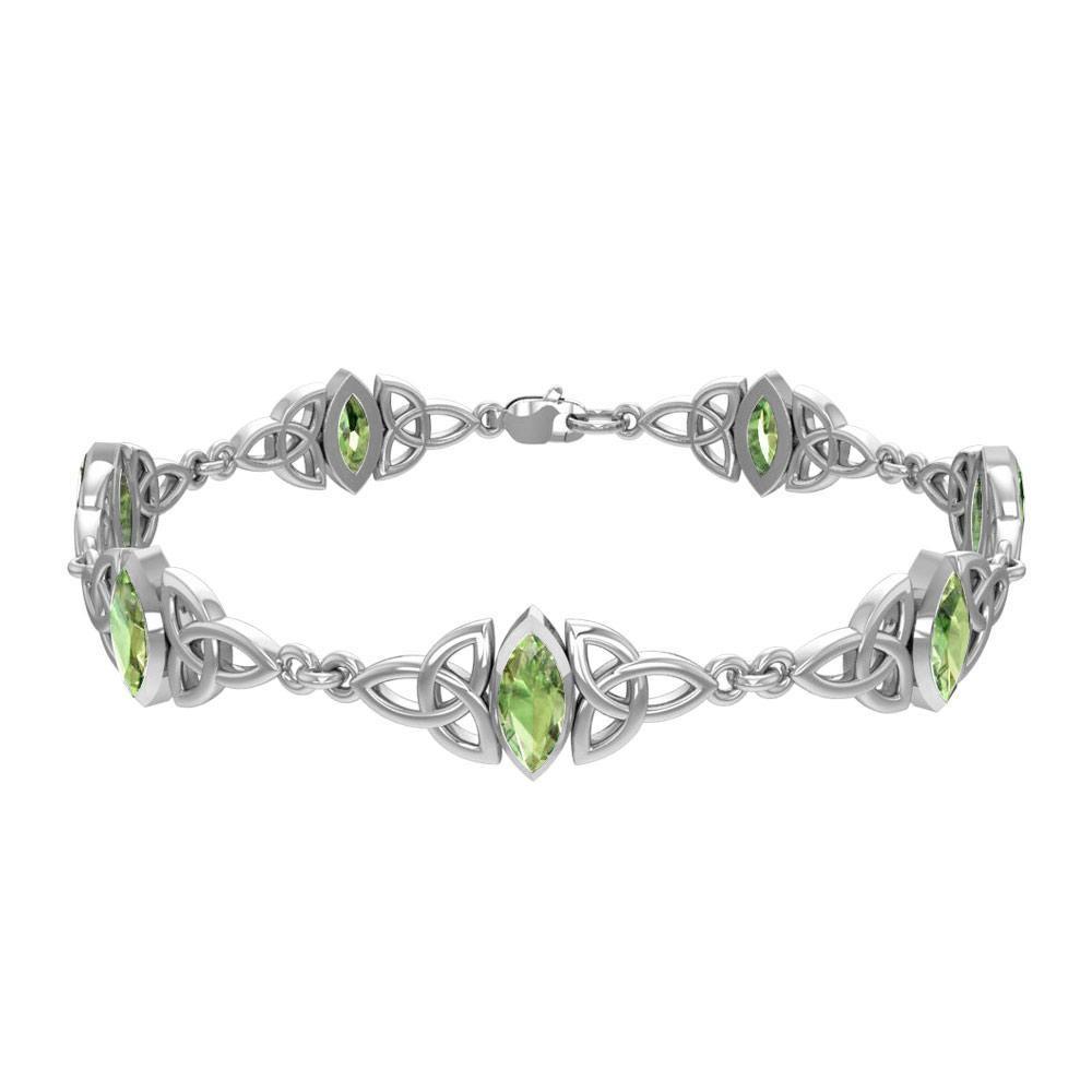 Sterling Silver Celtic Trinity Knot with Gemstone Link Bracelet TBG740