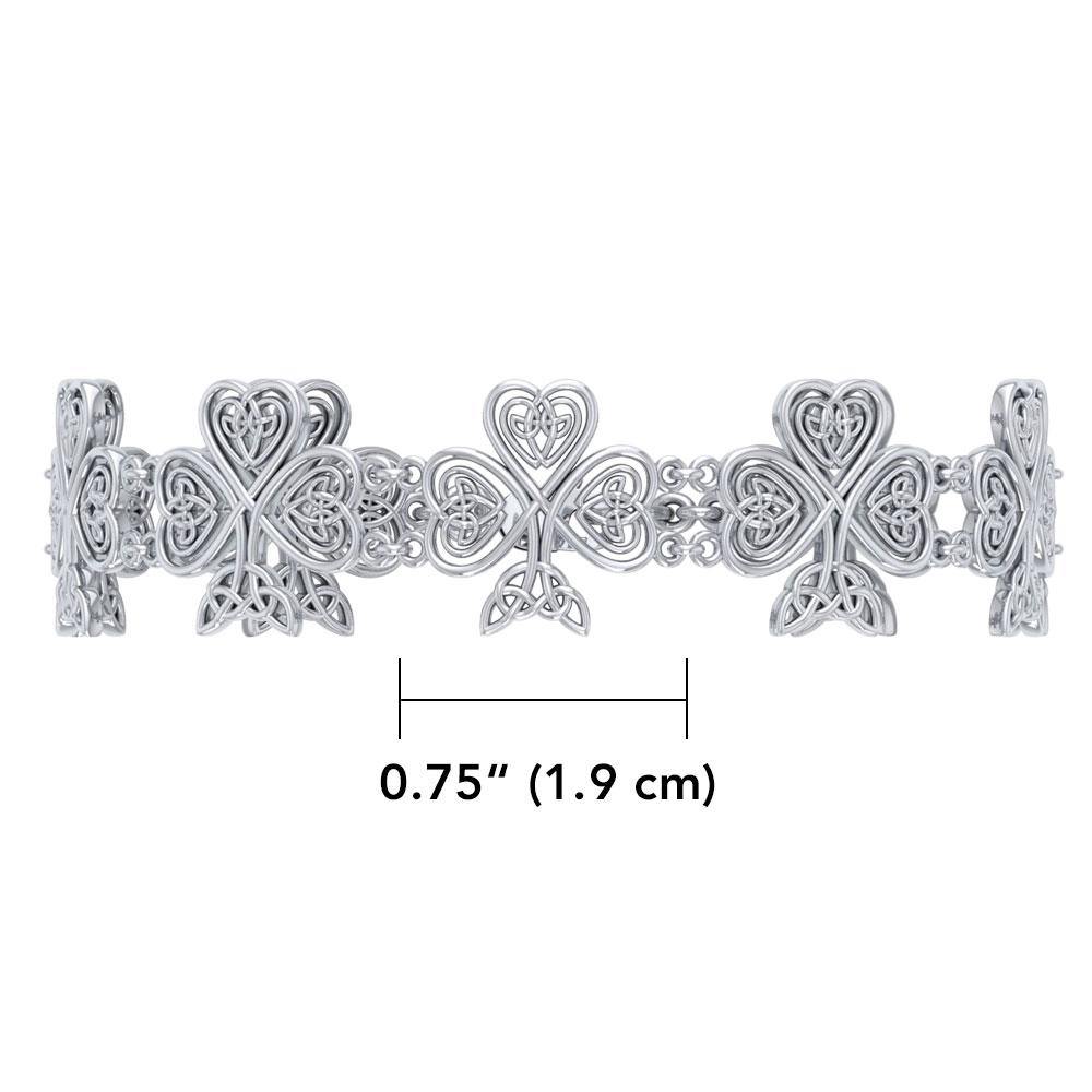 Celtic Knot Shamrock Link Sterling Silver Bracelet TBG768