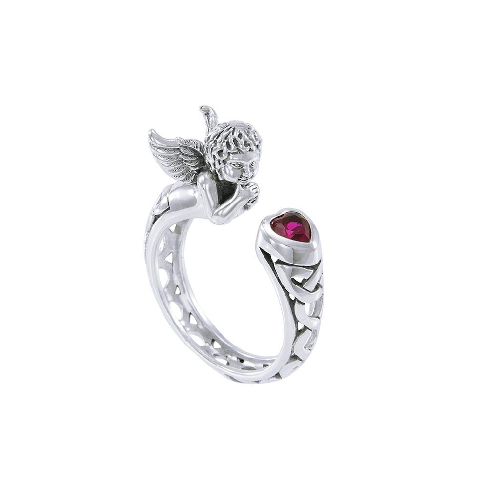 Sterling Silver Celtic Cupid Ring with Gemstone TRI1635
