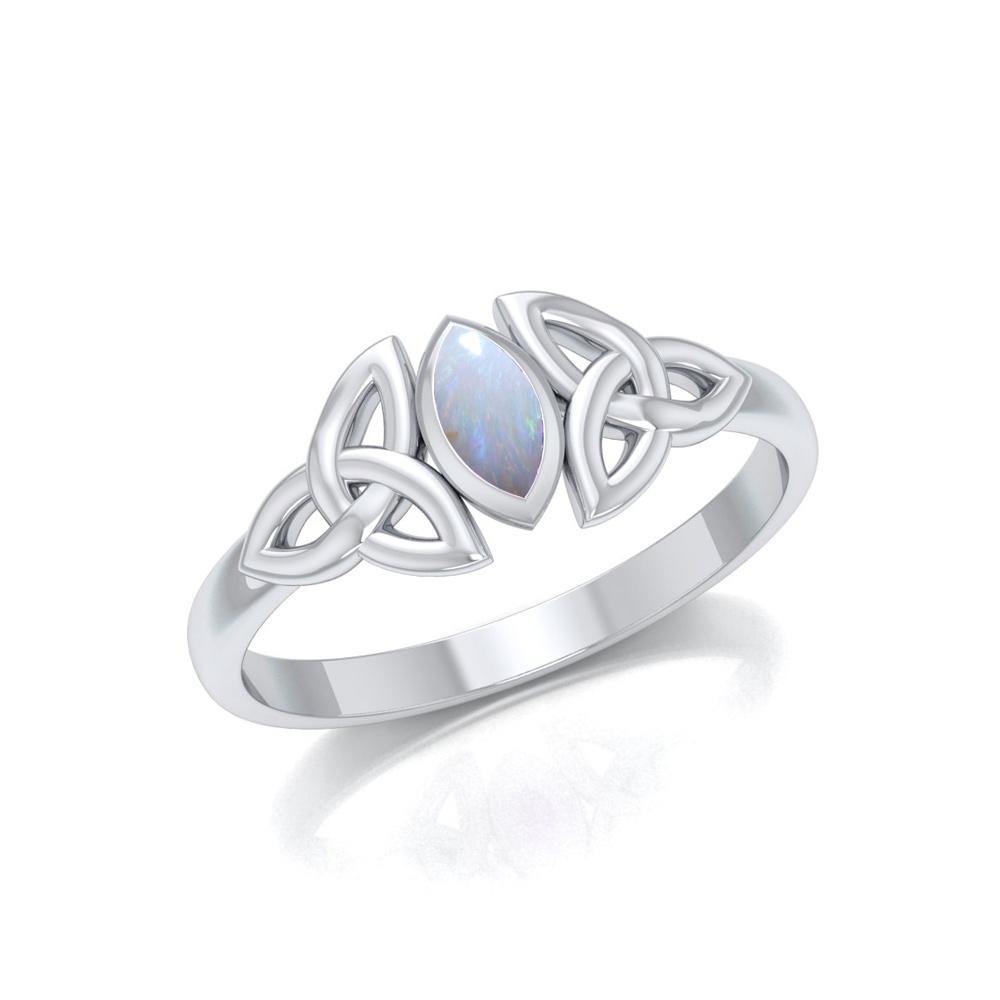 Sterling Silver Celtic Knotwork Birthstone Ring with Gemstone TRI936