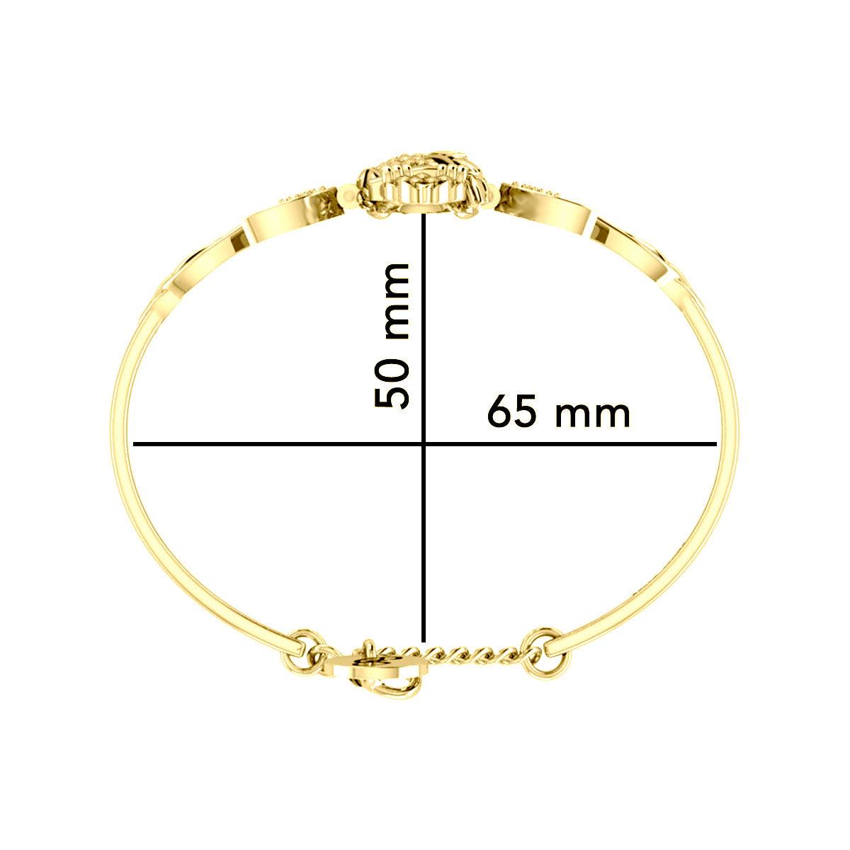 Great Horned Owl with Crescent Moon and Celtic Heart 14K Gold Cuff Bracelet GBA290