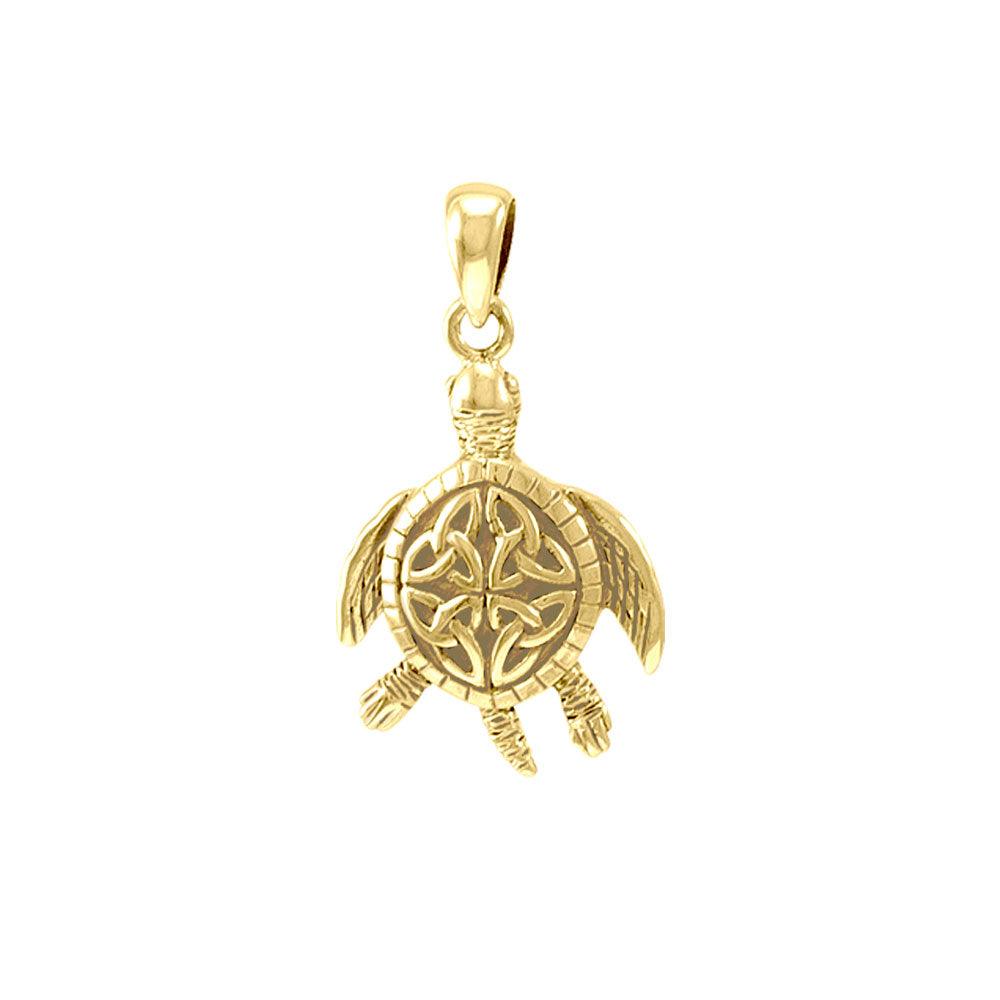 Celtic Sea Turtle 14K Yellow Gold Pendant GPD082