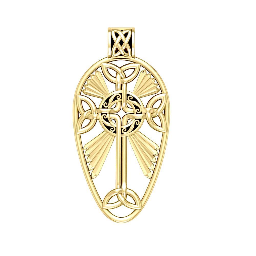 Large Celtic Knotwork Cross Solid Gold Pendant GPD1821