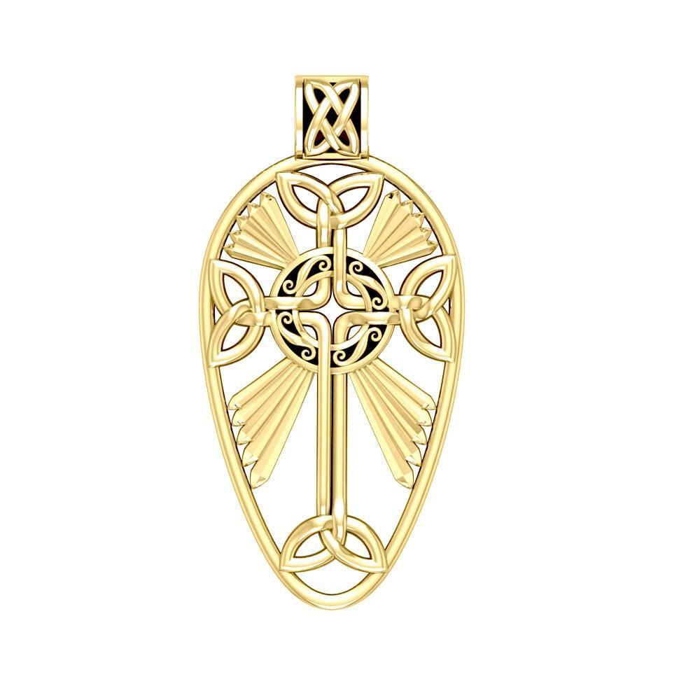 Large Celtic Knotwork Cross Solid Gold Pendant GPD1821