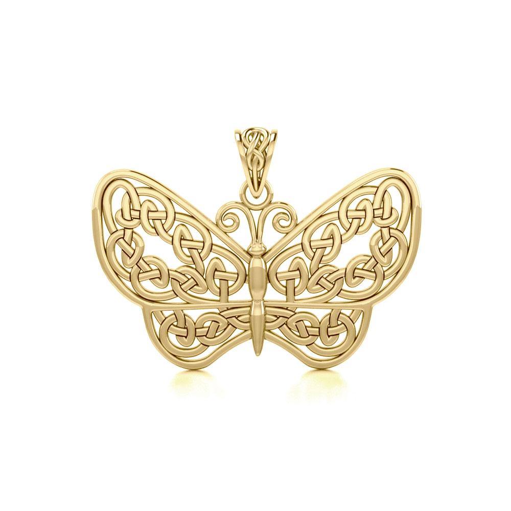 Celtic Butterfly Solid Gold Pendant GPD4119