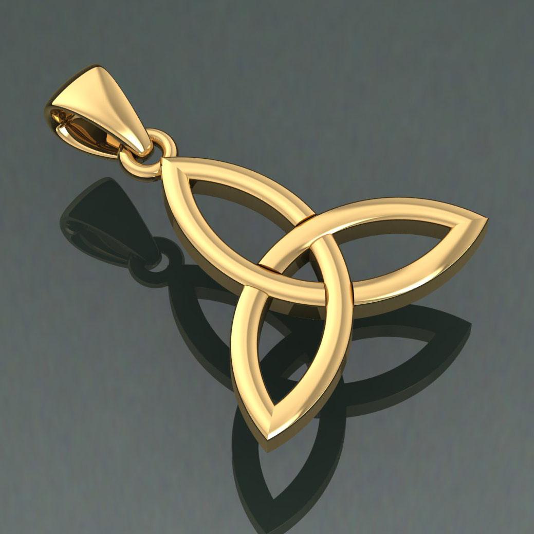 Celtic Trinity Knot 14K Yellow Gold Pendant Small Size GPD5607