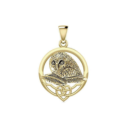 Owl & Celtic Solid Gold Pendant GPD5718