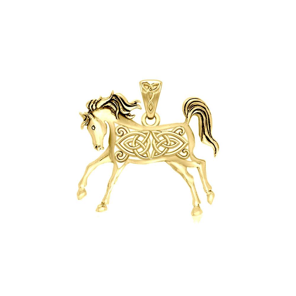 Celtic Running Horse 14K Gold Pendant GPD5738