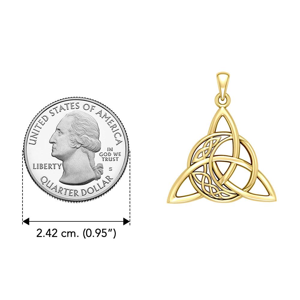 Triquetra and Celtic Crescent Moon Solid Yellow Gold Pendant GPD5887