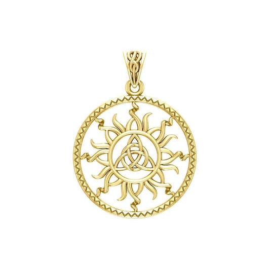 The Sun and Celtic Triquetra Solid Yellow Gold Pendant GPD5928