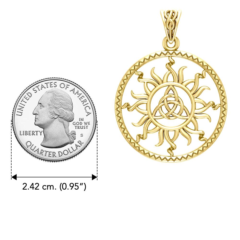 The Sun and Celtic Triquetra Solid Yellow Gold Pendant GPD5928