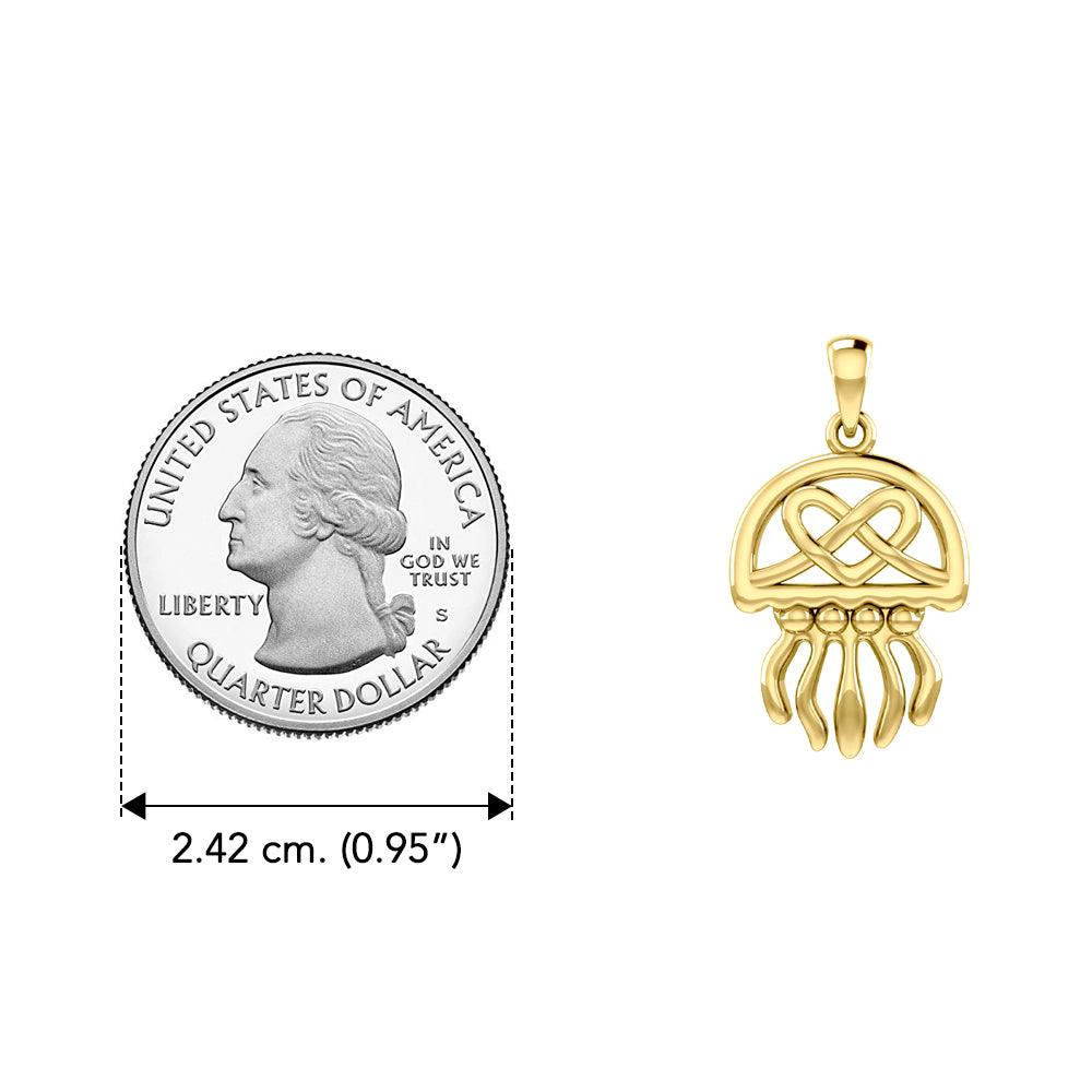 Jellyfish with Celtic Heart Solid Yellow Gold Pendant GPD6078