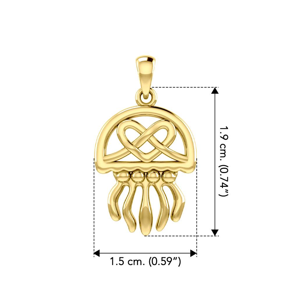 Jellyfish with Celtic Heart Solid Yellow Gold Pendant GPD6078