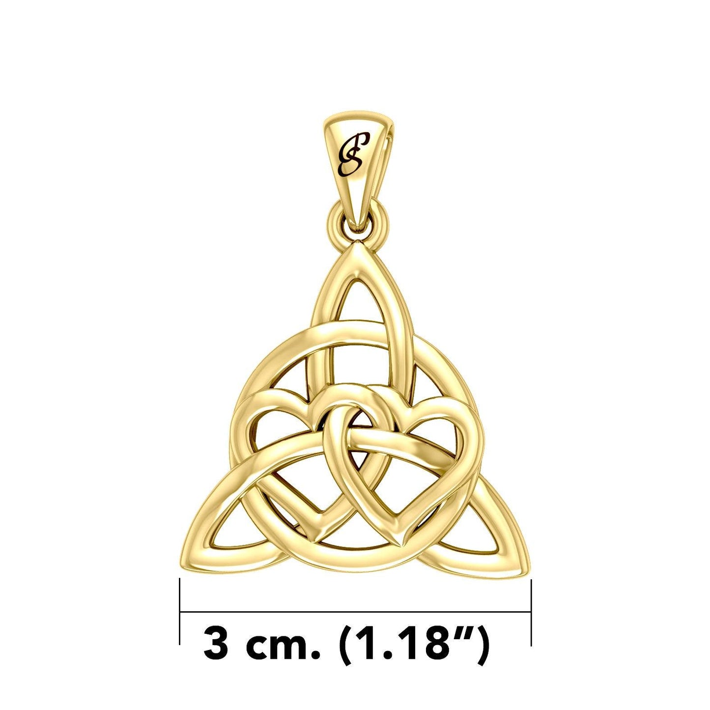 Enchantment Yellow Gold Double Hearts Connected with Magic Celtic Triquetra Pendant - GPD6194 by Peter Stone