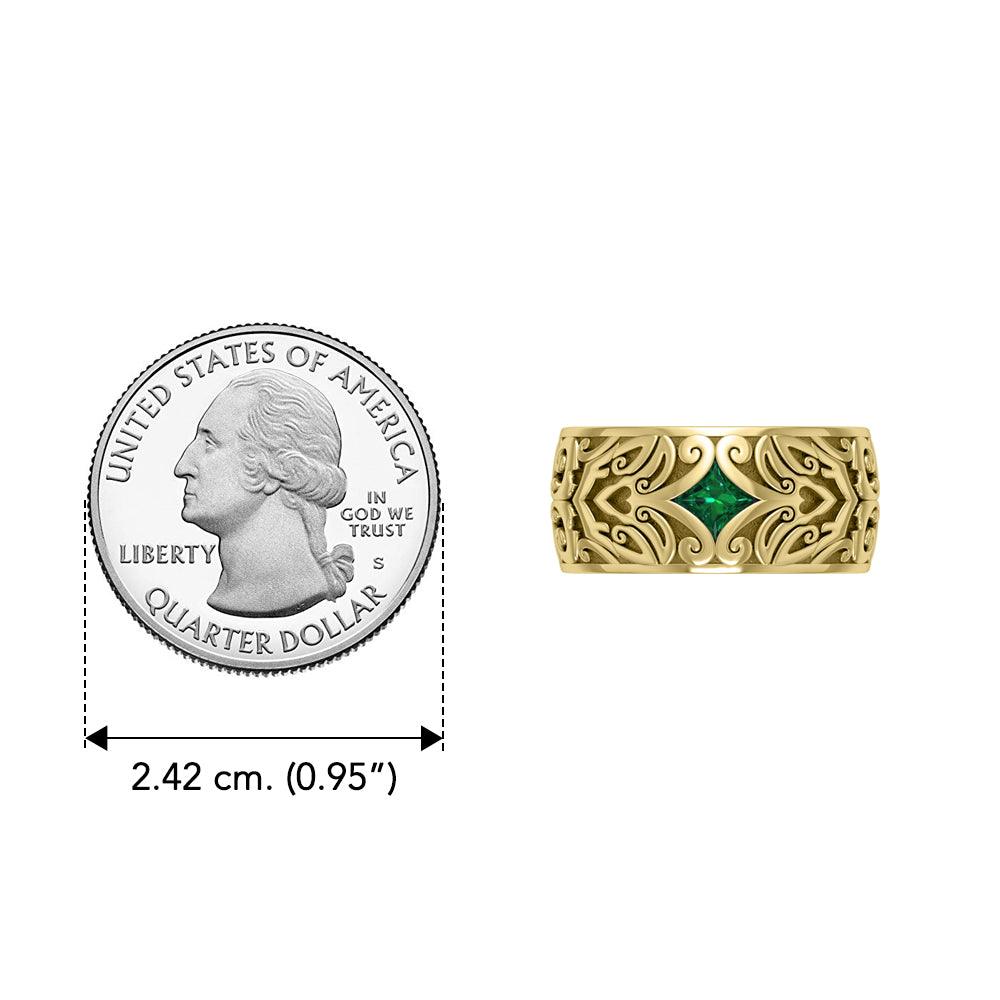 Modern Celtic Solid Gold Gemstone Ring GRI671