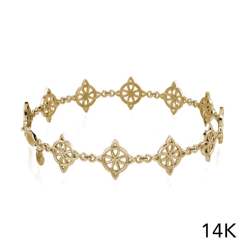 Solid Gold Jewelry Celtic Four-Point Knot Link Bracelet GTBG579