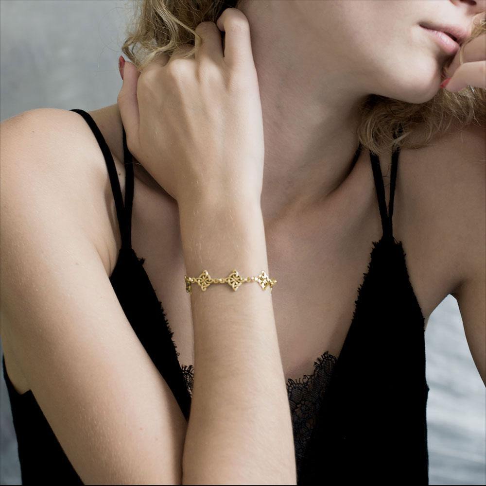 Solid Gold Jewelry Celtic Four-Point Knot Link Bracelet GTBG579