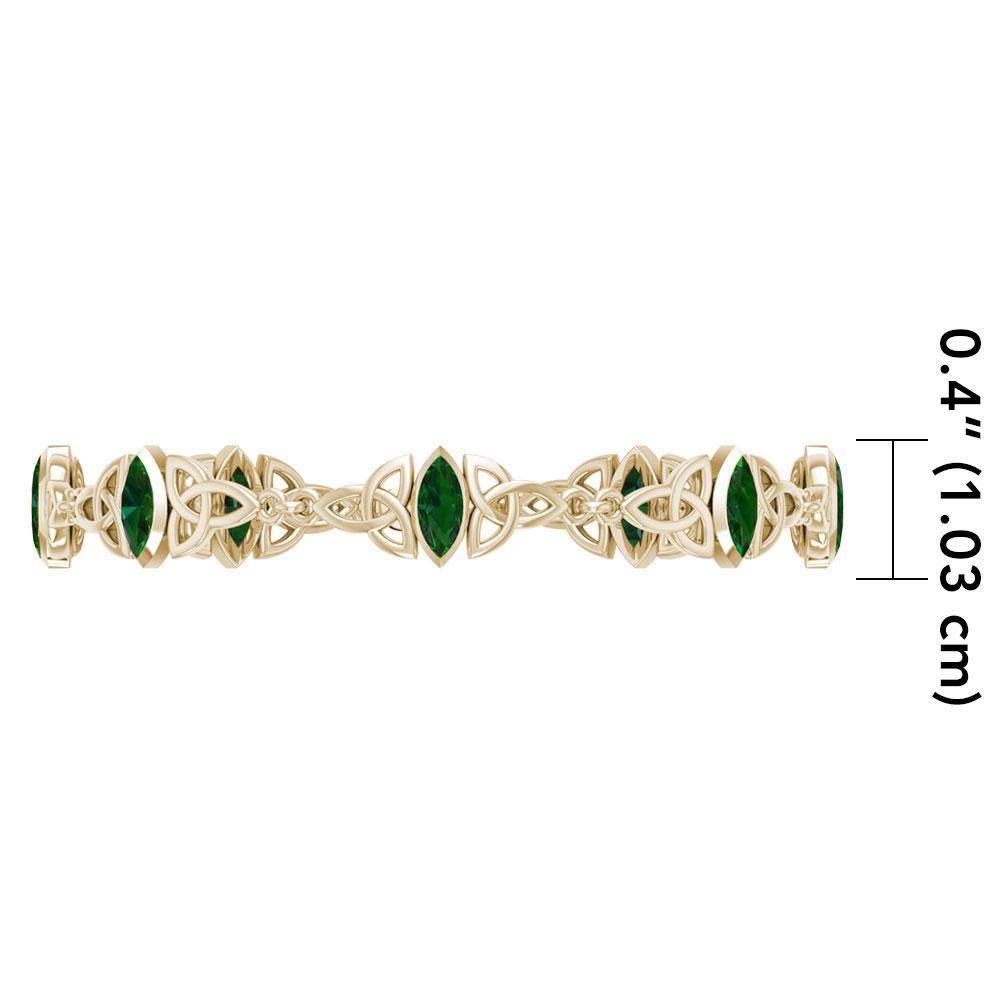 Solid Gold Celtic Trinity Knot with Gemstone Link Bracelet GTBG740