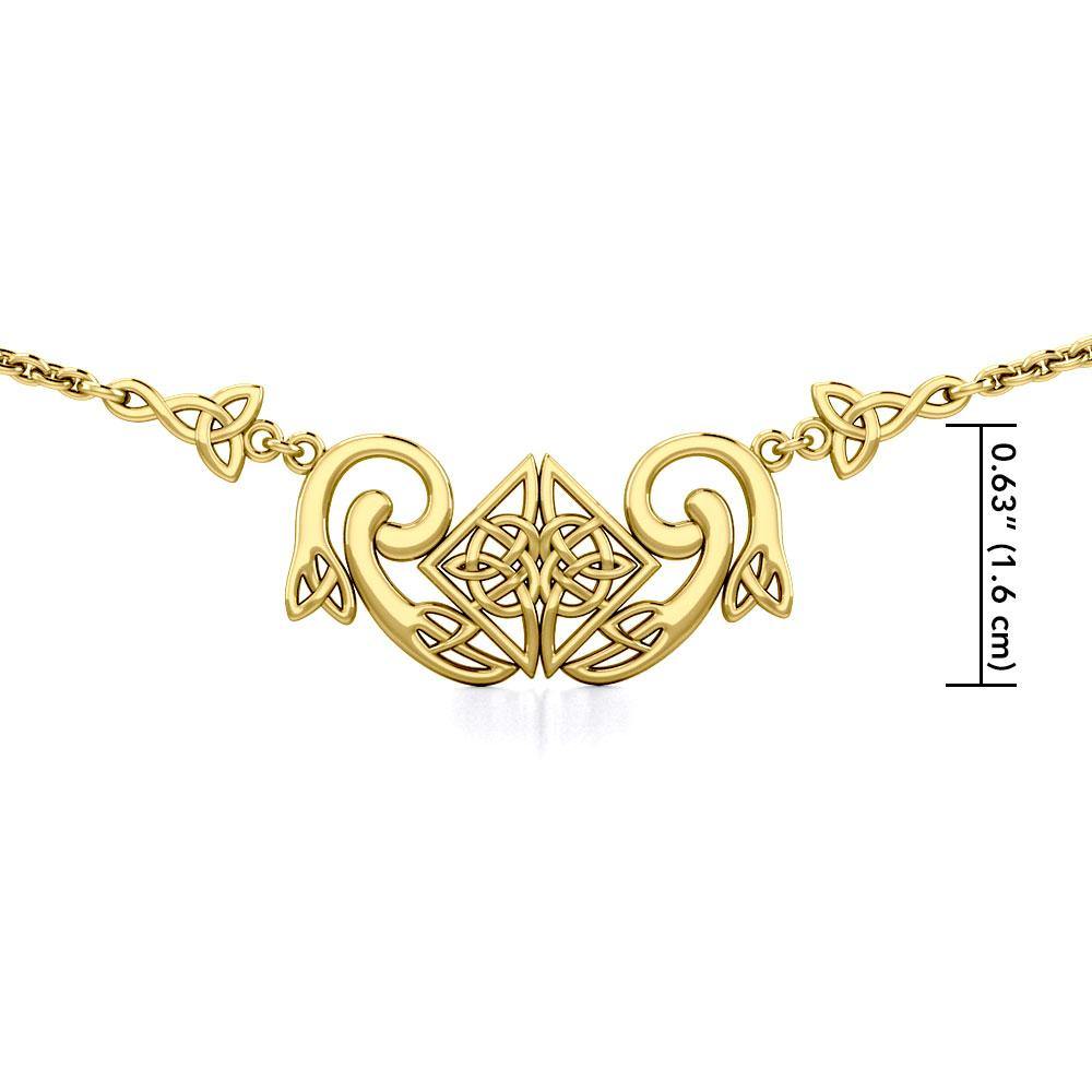 Modern Celtic Knot Solid Gold Necklace GTN161